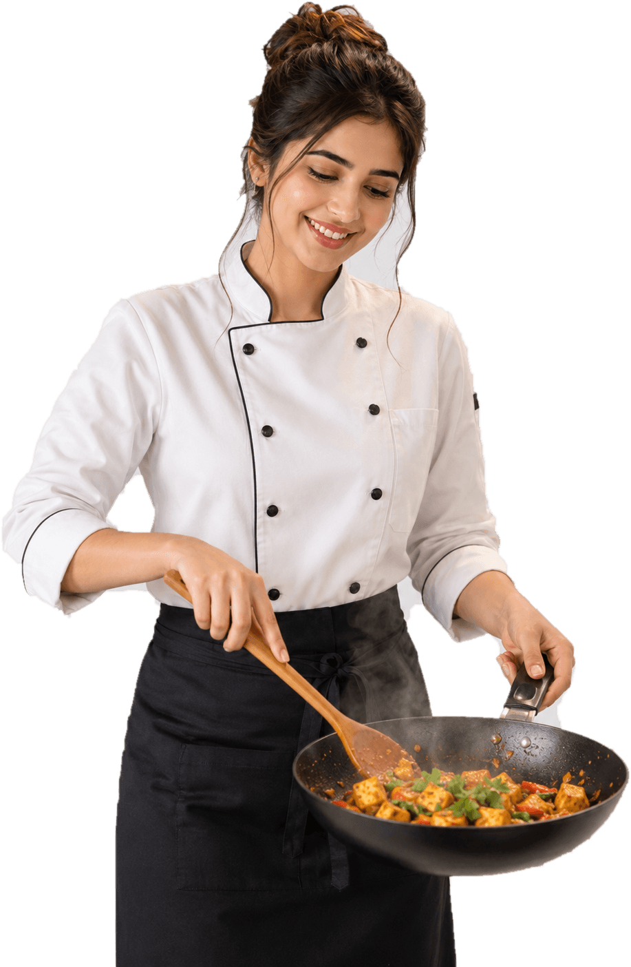 Sakshi cooking in her home kitchen
